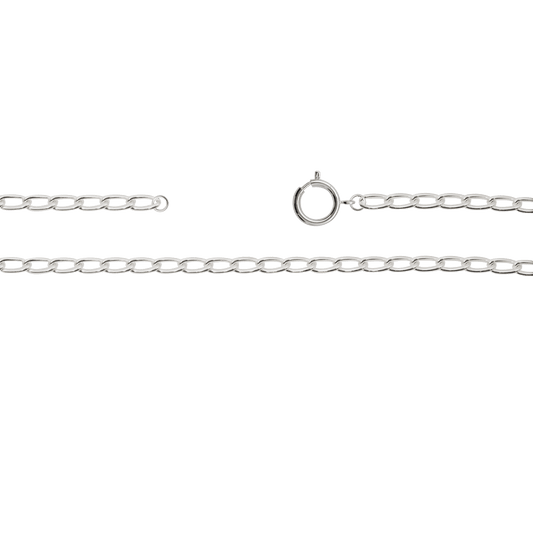 Kette, ca 75 cm mit Federring, Messing, versilbert, mit Federring