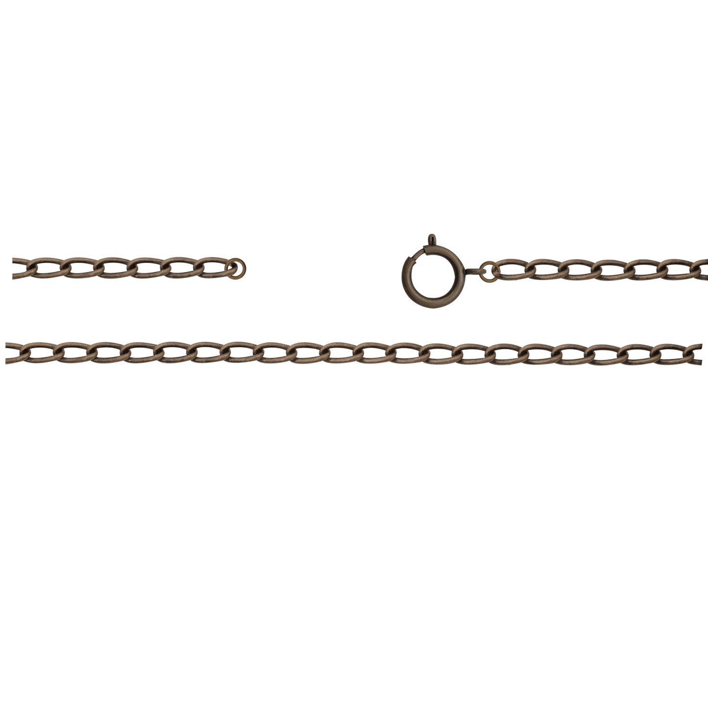 Kette, ca 75 cm mit Federring, Messing, bronzefarbig