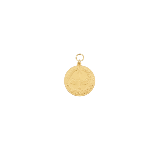 Medaille, 39mm, Messing, vergoldet, mit Öse(n) und Ring(en)