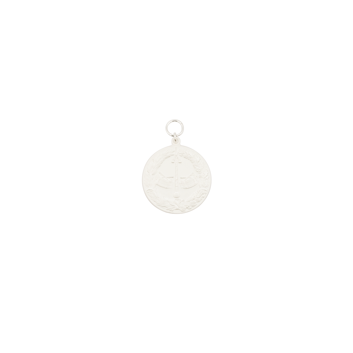Medaille, 39mm, Messing, versilbert, mit Öse(n) und Ring(en)