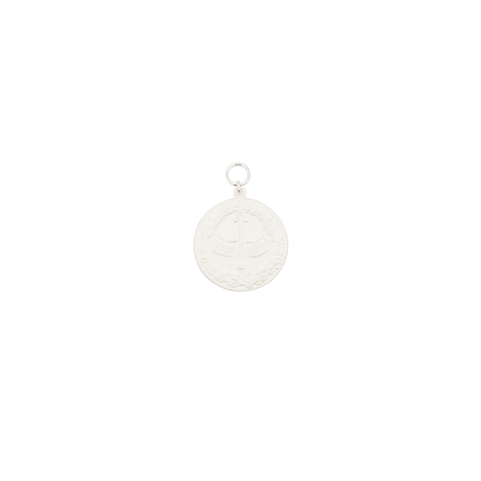 Medaille, 39mm, Messing, versilbert, mit Öse(n) und Ring(en)