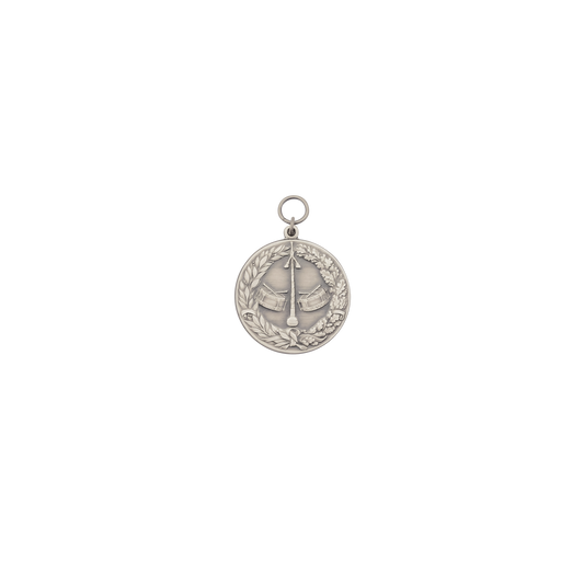 Medaille, 39mm, Messing, altsilber, mit Öse(n) und Ring(en)