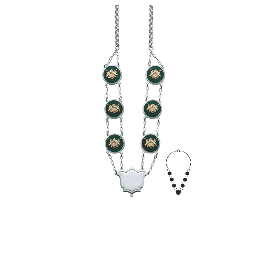 Schützenkette mit Mittelstück, Messing, versilbert,