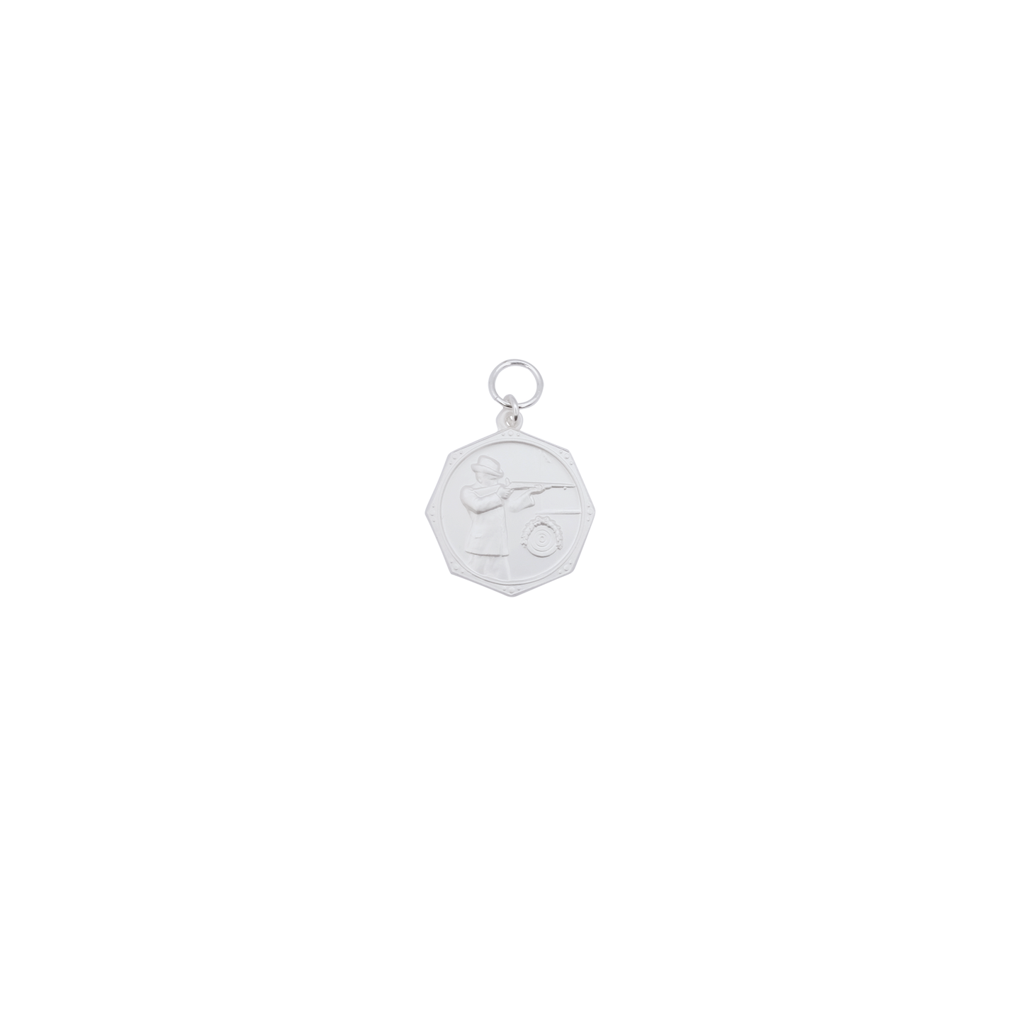 Medaille, 33mm, Messing, versilbert, mit Öse(n) und Ring(en)