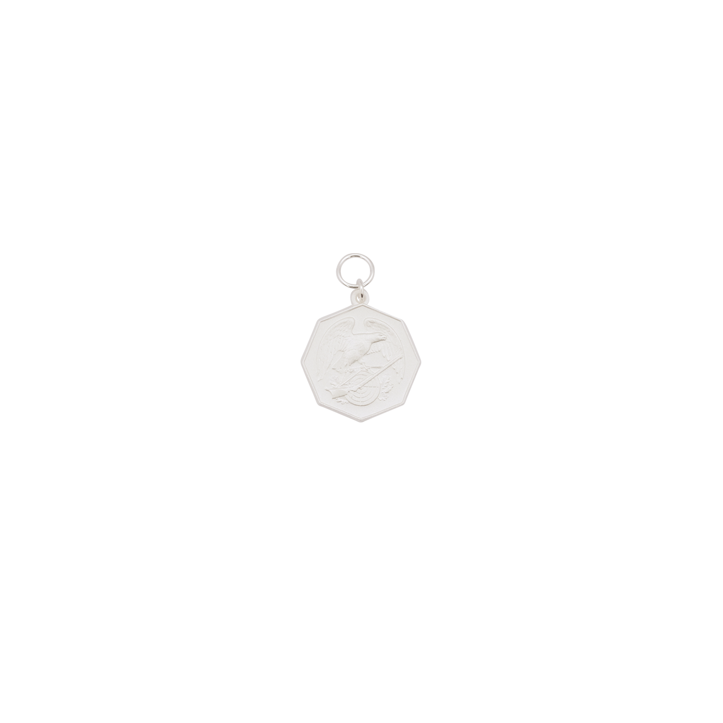 Medaille, 33mm, Messing, versilbert, mit Öse(n) und Ring(en)
