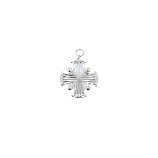 Anhänger, Messing, versilbert, mit Öse(n) und Ring(en)