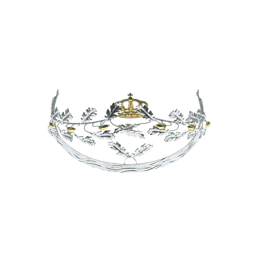Diadem, Eicheln und Krone ziervergoldet, Messing, versilbert,
