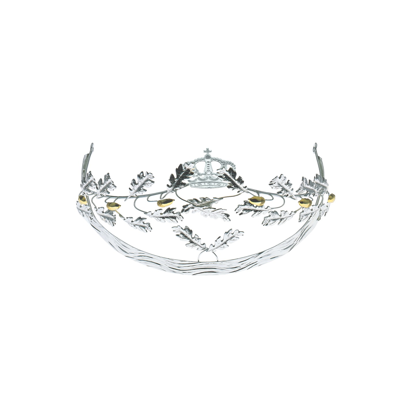 Diadem, Eicheln ziervergoldet, Messing, versilbert,