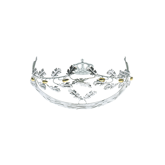 Diadem, Eicheln ziervergoldet, Messing, versilbert,