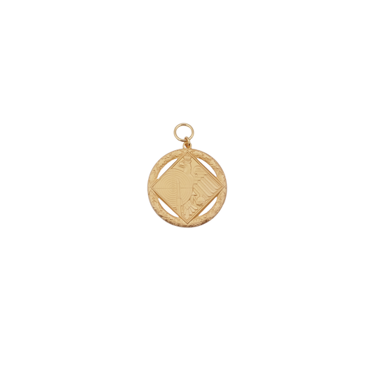 Medaille, Messing, vergoldet, mit Öse(n) und Ring(en)
