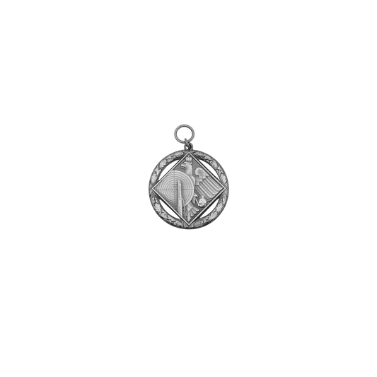 Medaille, Messing, altsilber, mit Öse(n) und Ring(en)