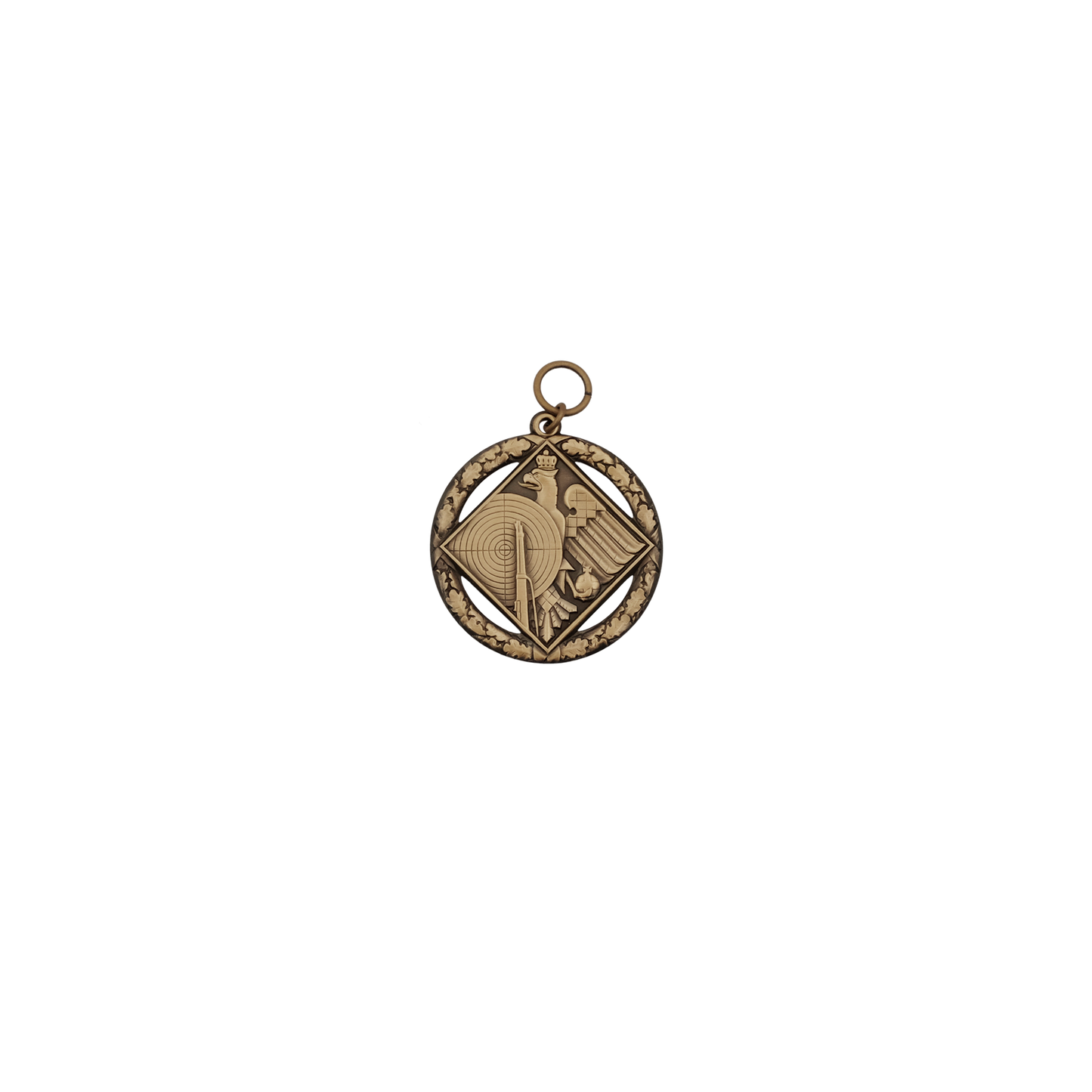 Medaille, Messing, bronzefarbig, mit Öse(n) und Ring(en)