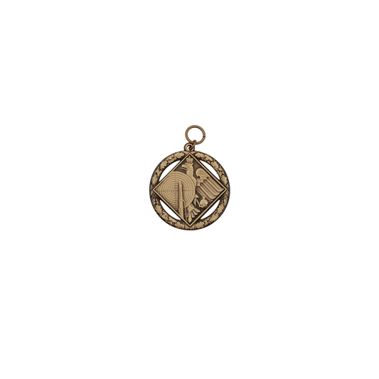 Medaille, Messing, bronzefarbig, mit Öse(n) und Ring(en)