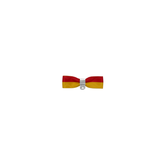 Bandschleife, Rot-Gelb, Textil, ohne galvanische Oberfläche, mit Sicherheitsnadel