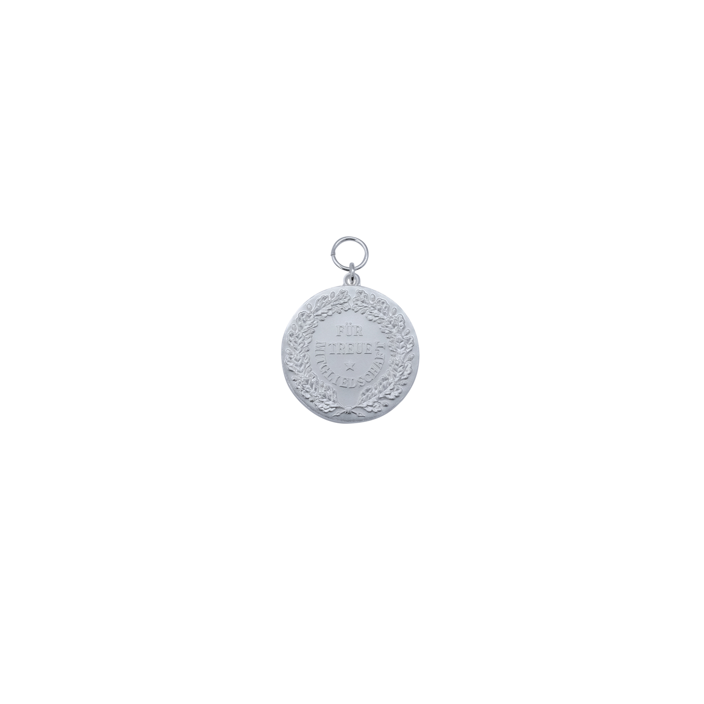 Medaille, 39mm, Messing, versilbert, mit Öse(n) und Ring(en)
