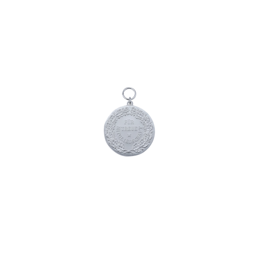Medaille, 39mm, Messing, versilbert, mit Öse(n) und Ring(en)