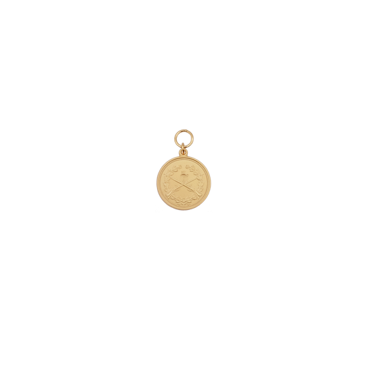 Medaille, 28mm, Messing, vergoldet, mit Öse(n) und Ring(en)