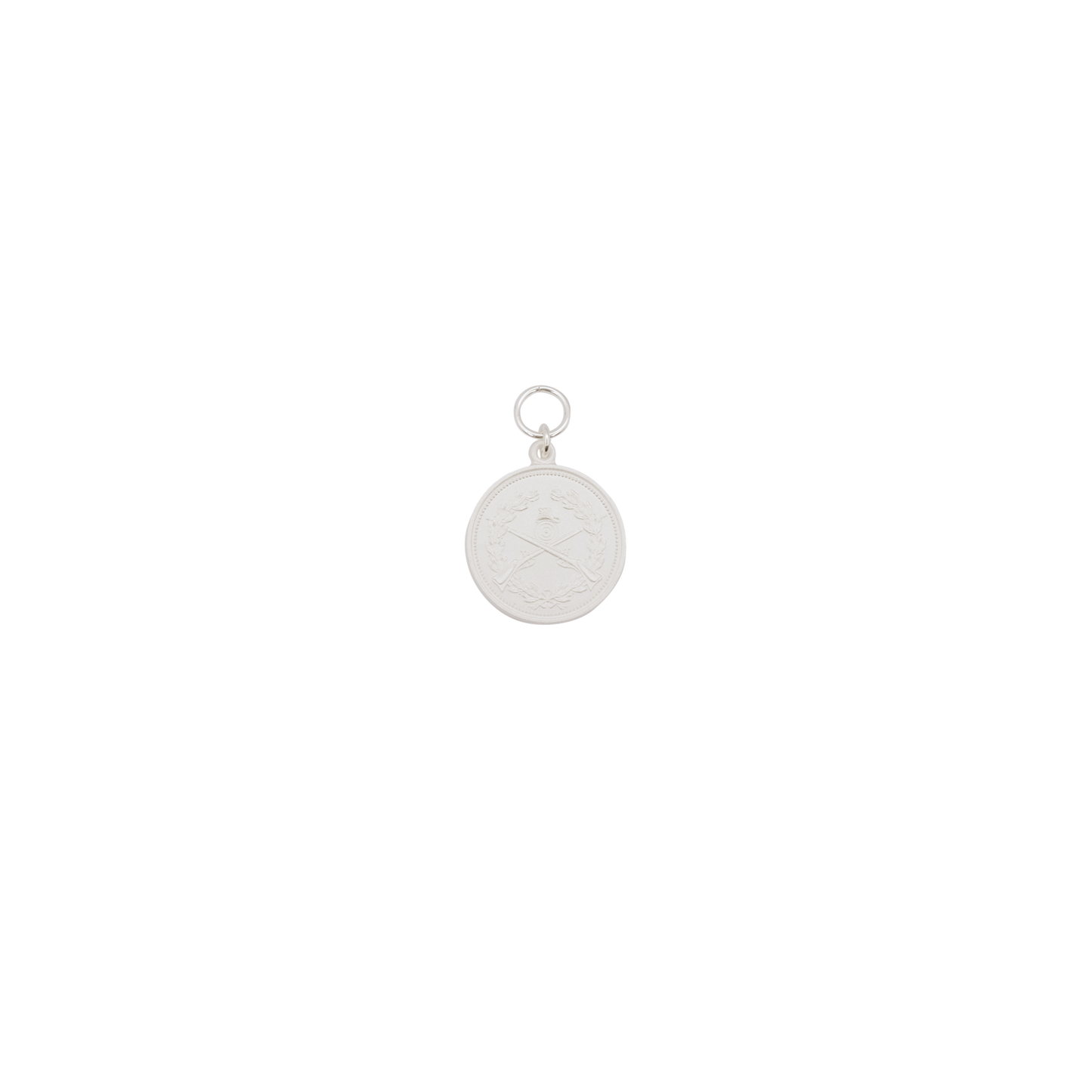 Medaille, 28mm, Messing, versilbert, mit Öse(n) und Ring(en)