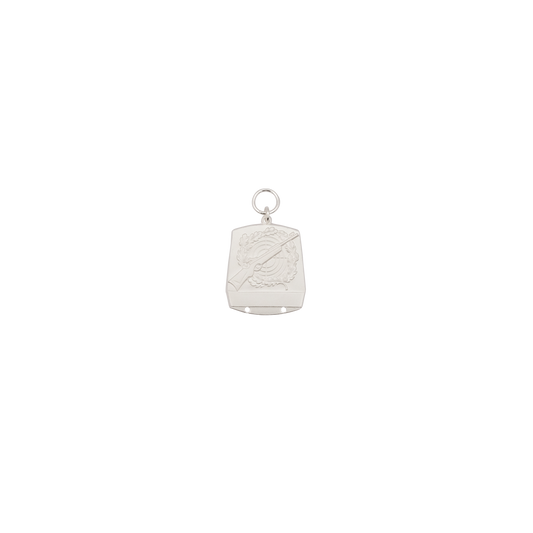 Anhänger, Messing, versilbert, mit Öse(n) und Ring(en)