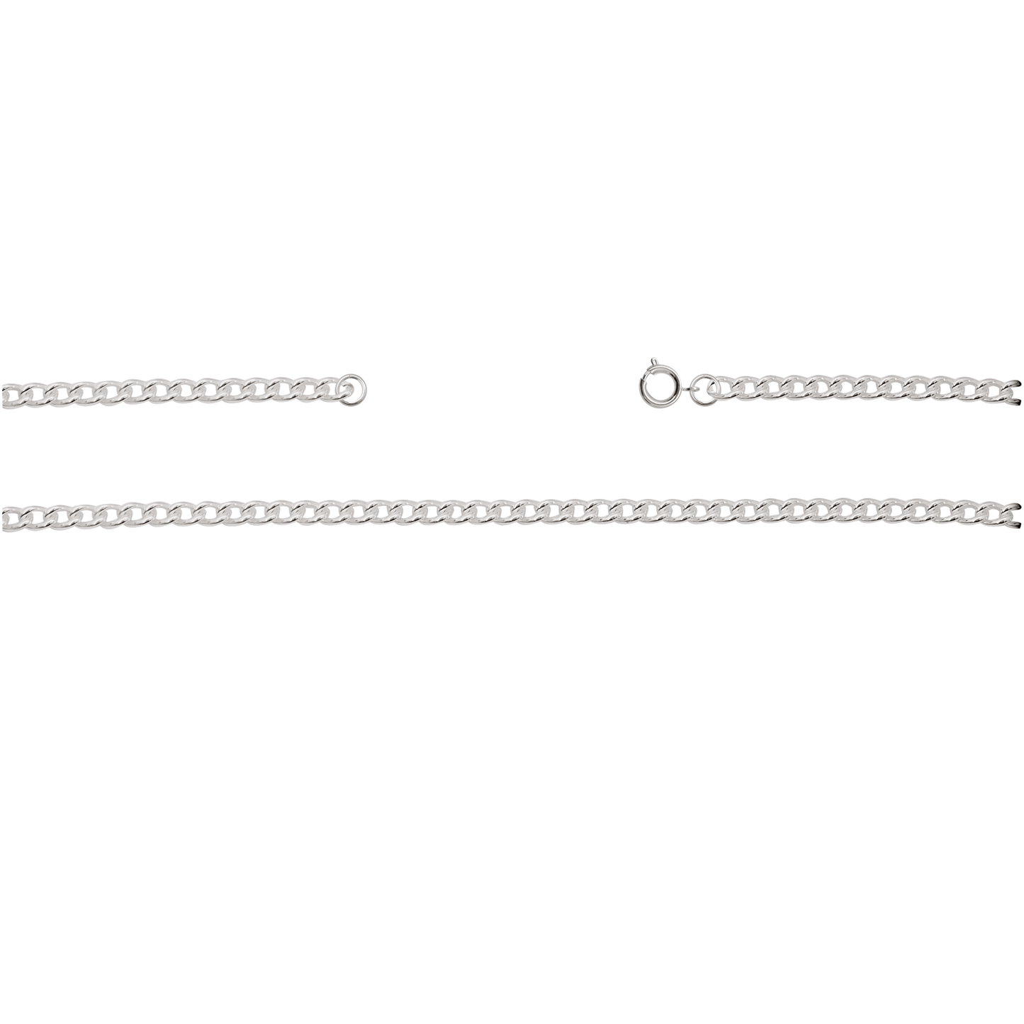 Kette, ca 75 cm mit Federring, Messing, versilbert