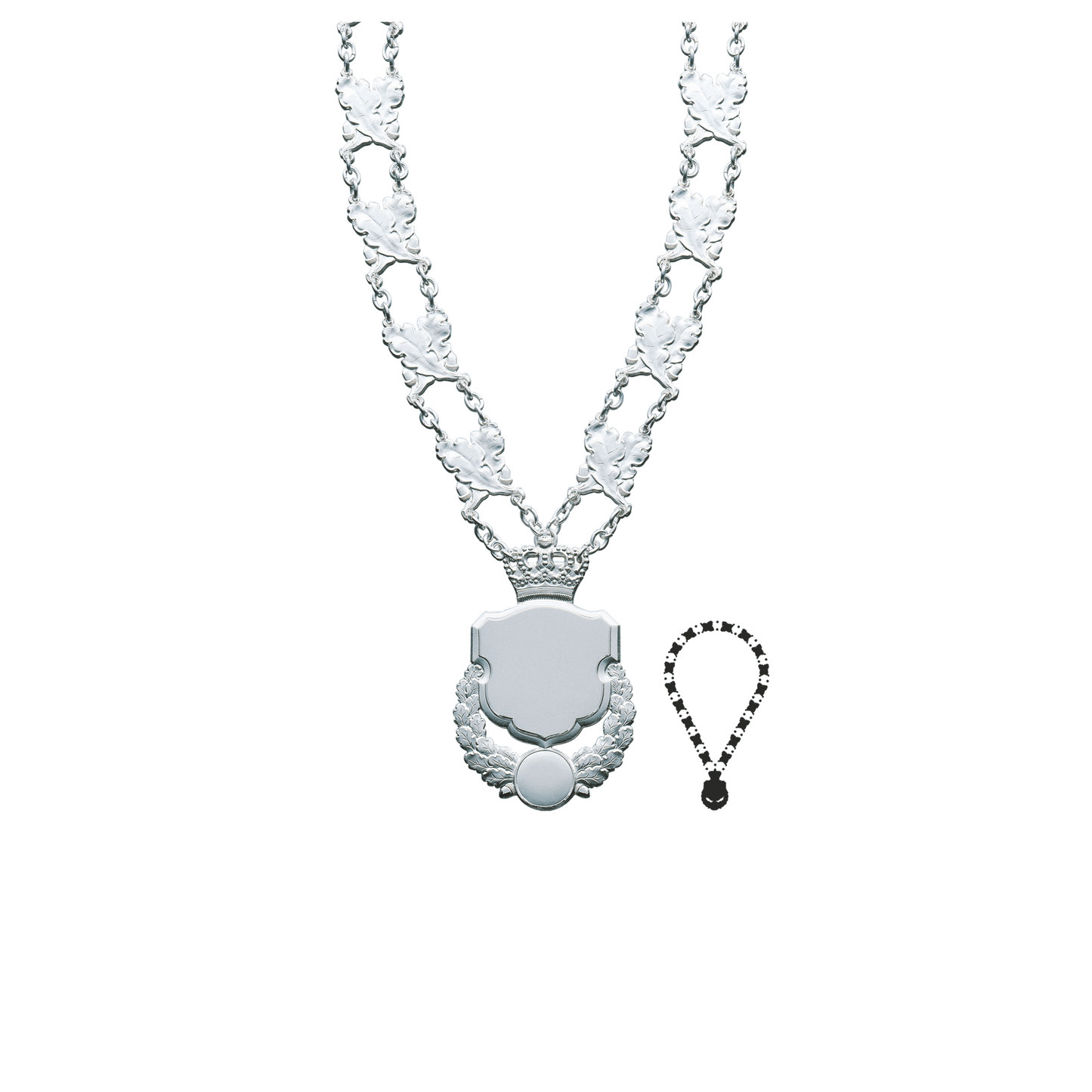 Schützenkette mit Mittelstück, Messing, versilbert,