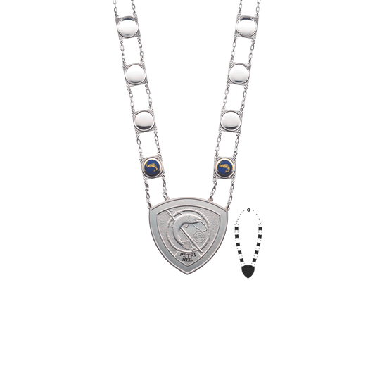 Anglerkette mit Mittelstück, Messing, versilbert,