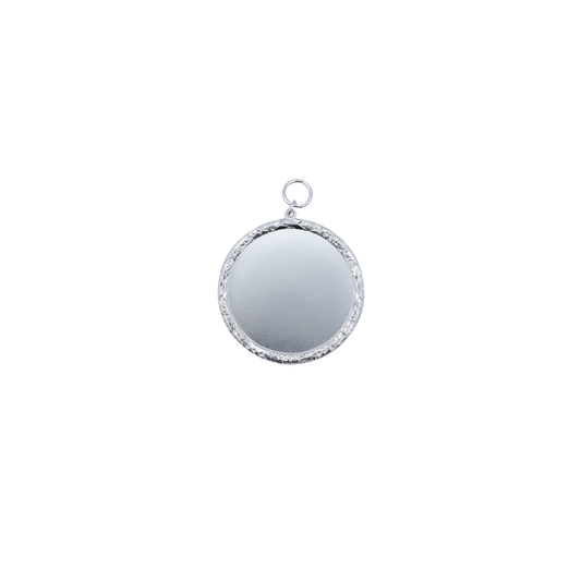 Anhänger, Messing, versilbert, mit Öse(n) und Ring(en)