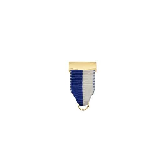 Bandhalter, Azurblau-Weiß, Textil, vergoldet, mit Scharniernadel