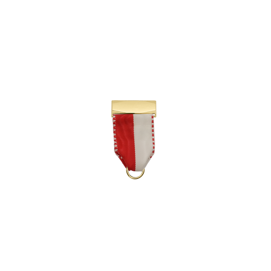 Bandhalter, Rot-Weiß, Textil, vergoldet, mit Scharniernadel