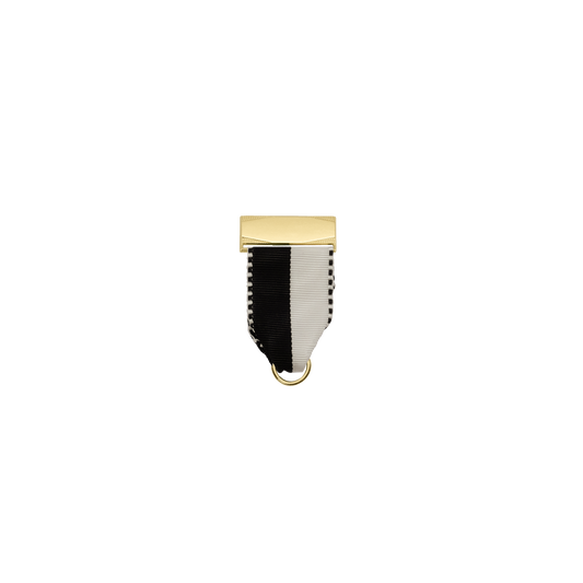 Bandhalter, Schwarz-Weiß, Textil, vergoldet, mit Scharniernadel