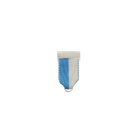 Bandhalter, Blau-Weiß, Textil, versilbert, mit Scharniernadel