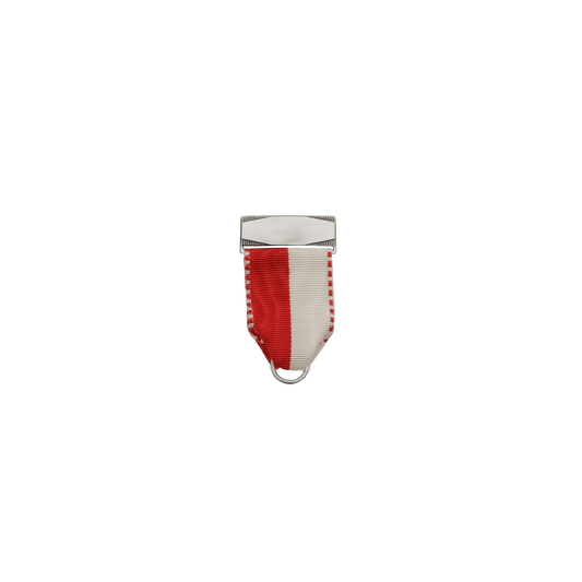 Bandhalter, Rot-Weiß, Textil, altsilber, mit Scharniernadel