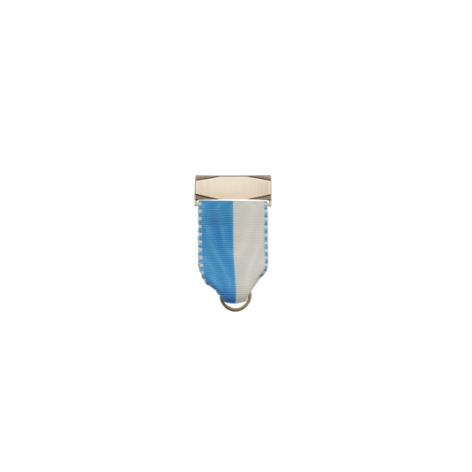 Bandhalter, Blau-Weiß, Textil, bronzefarbig, mit Scharniernadel