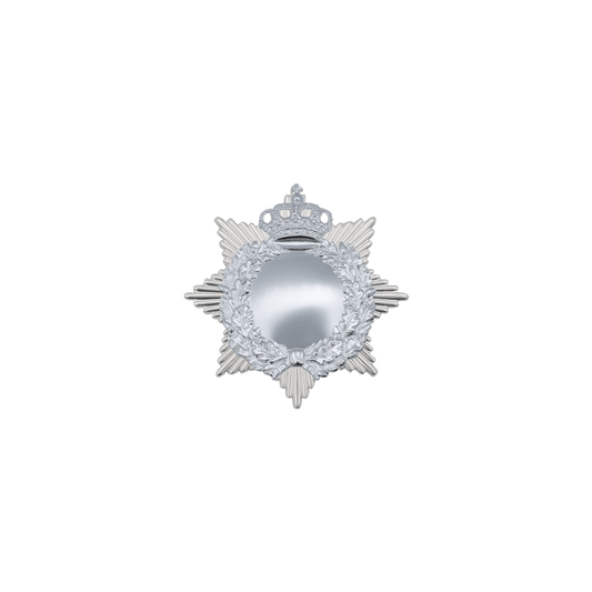 Orden, Messing, versilbert,  mit Auflage 21060-20-H, Scharniernadel