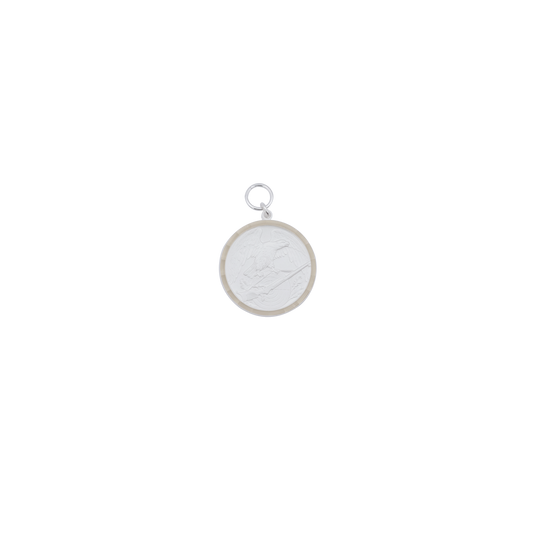Medaille, Messing, versilbert, mit Öse(n) und Ring(en)
