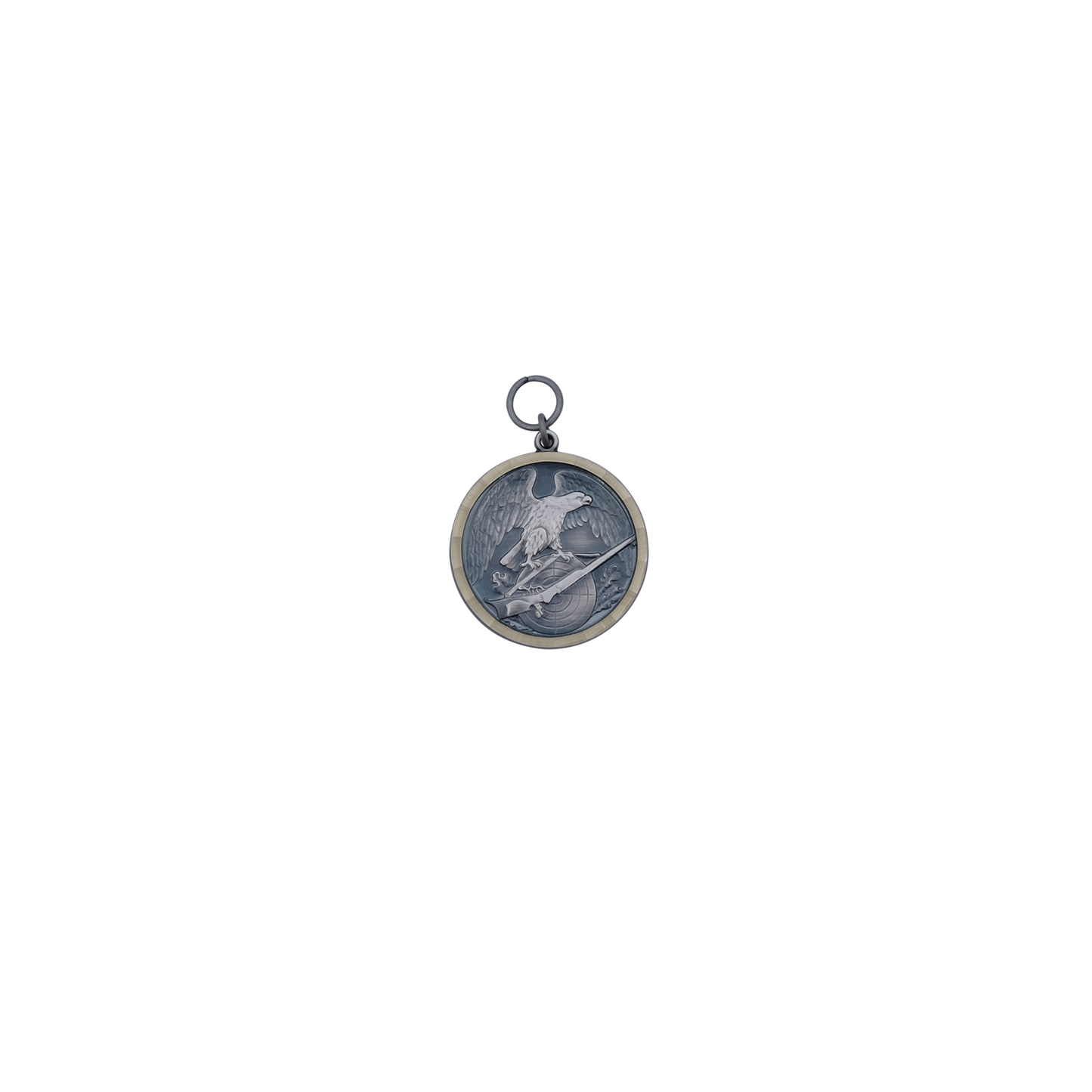 Medaille, Messing, altsilber, mit Öse(n) und Ring(en)