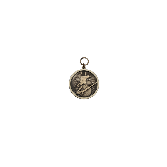 Medaille, Messing, bronzefarbig, mit Öse(n) und Ring(en)