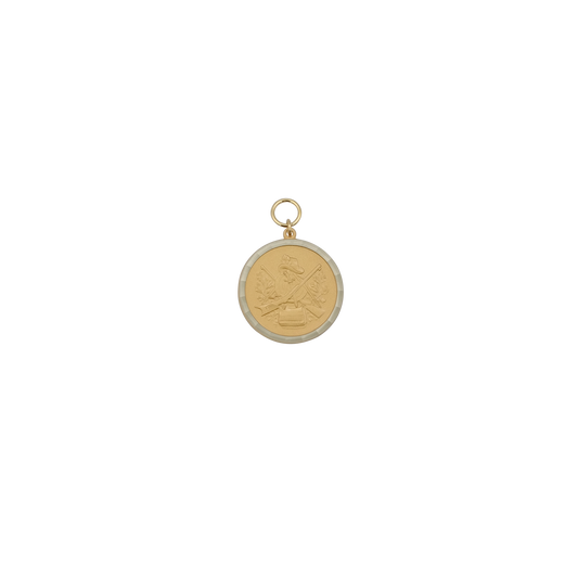 Medaille, Messing, vergoldet, mit Öse(n) und Ring(en)