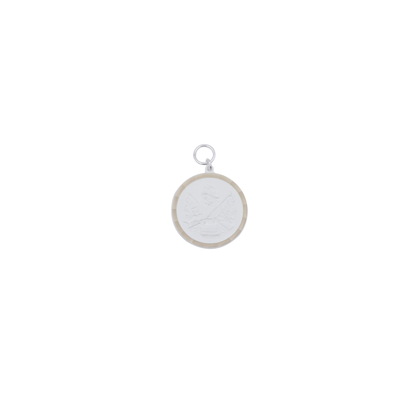 Medaille, Messing, versilbert, mit Öse(n) und Ring(en)