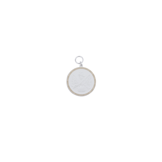Medaille, Messing, versilbert, mit Öse(n) und Ring(en)