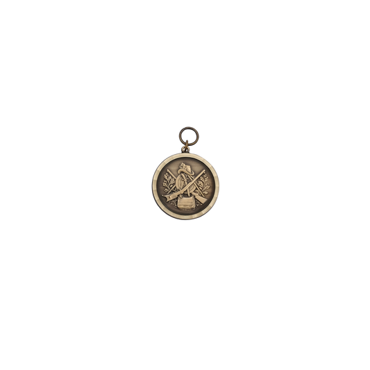 Medaille, Messing, bronzefarbig, mit Öse(n) und Ring(en)