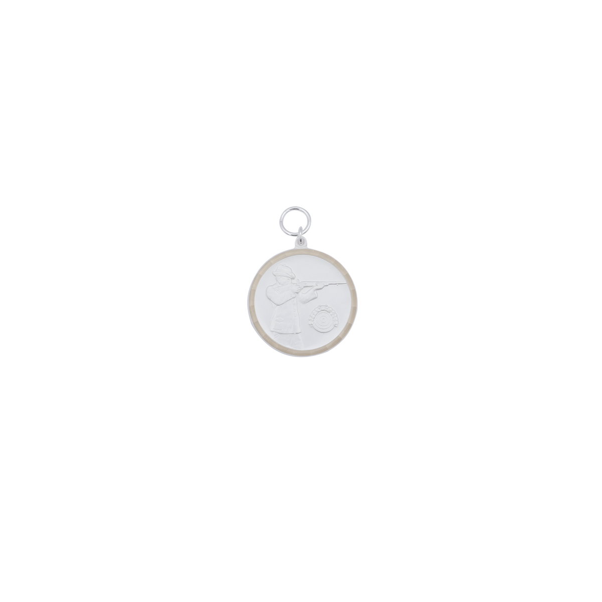 Medaille, Messing, versilbert, mit Öse(n) und Ring(en)