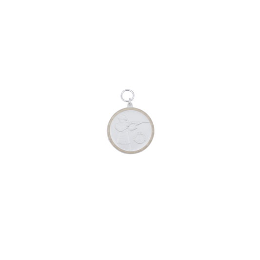 Medaille, Messing, versilbert, mit Öse(n) und Ring(en)