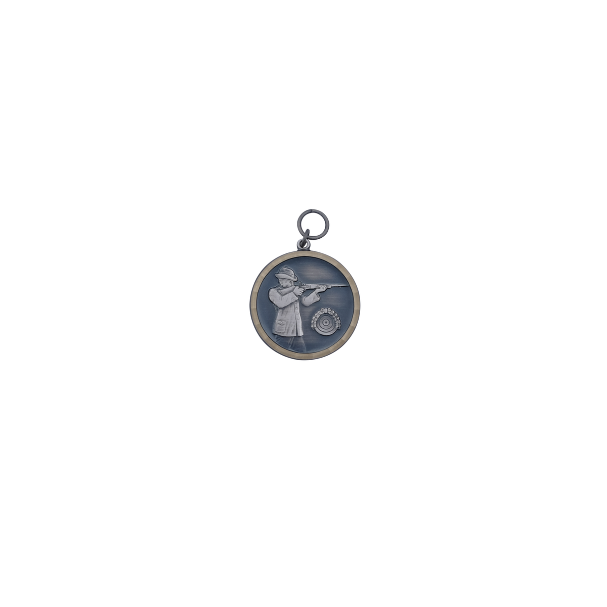 Medaille, Messing, altsilber, mit Öse(n) und Ring(en)