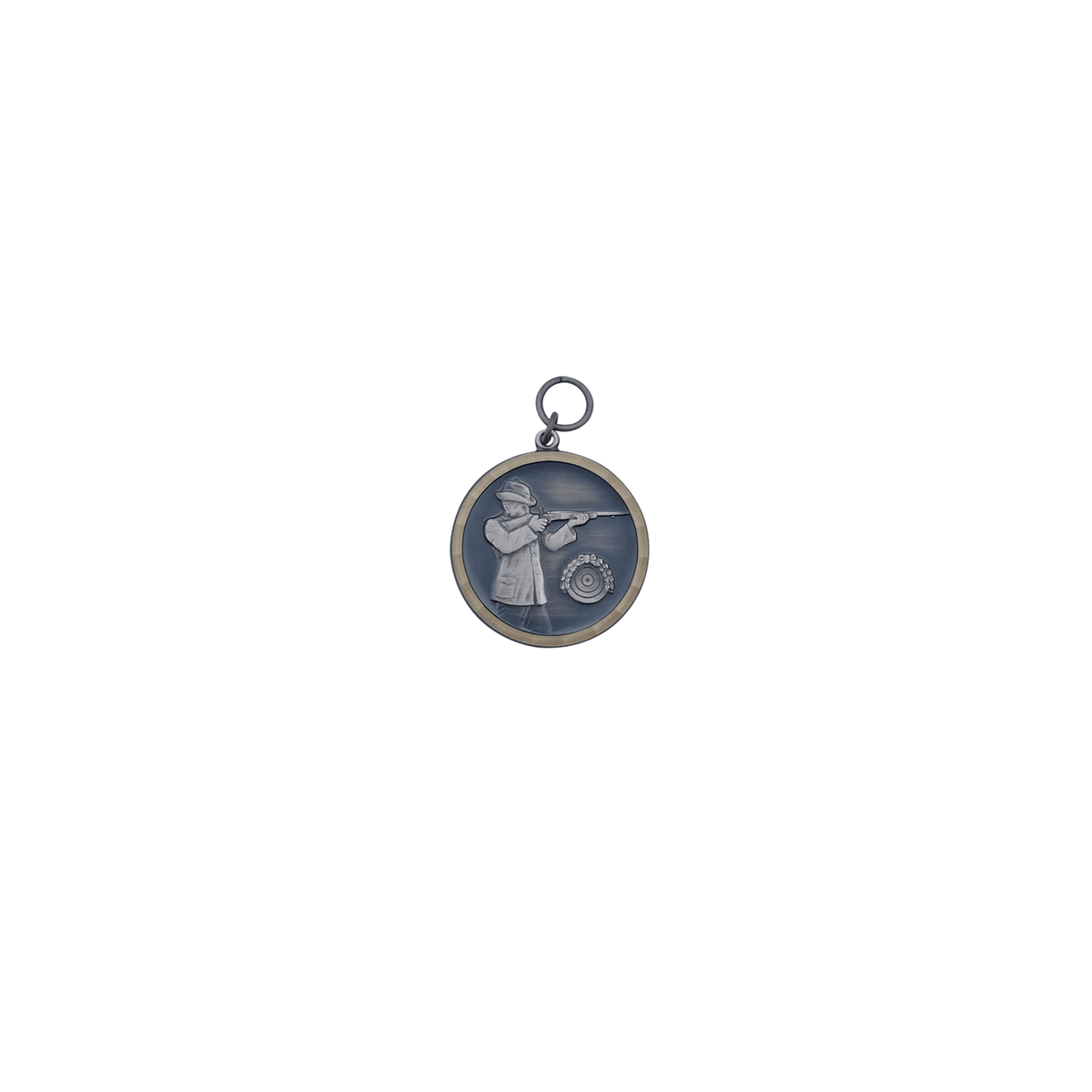 Medaille, Messing, altsilber, mit Öse(n) und Ring(en)