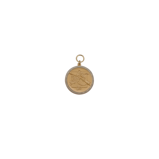 Medaille, Messing, vergoldet, mit Öse(n) und Ring(en)