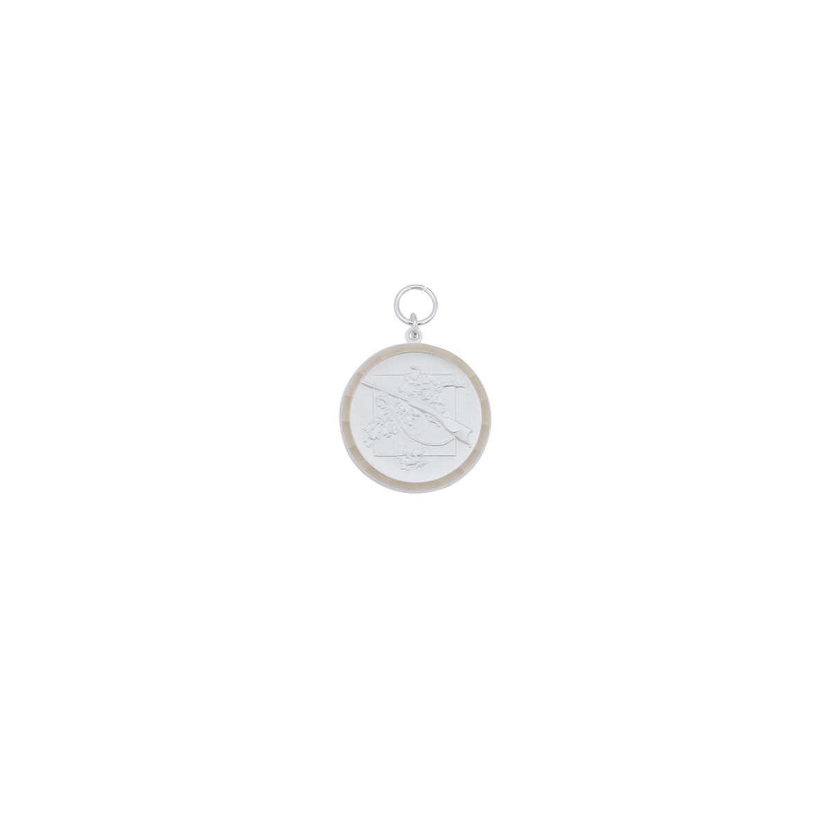 Medaille, Messing, versilbert, mit Öse(n) und Ring(en)