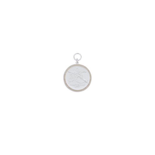 Medaille, Messing, versilbert, mit Öse(n) und Ring(en)