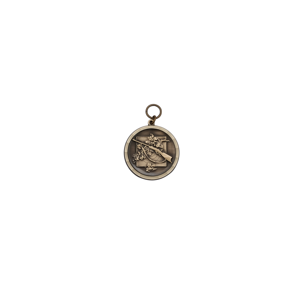 Medaille, Messing, bronzefarbig, mit Öse(n) und Ring(en)