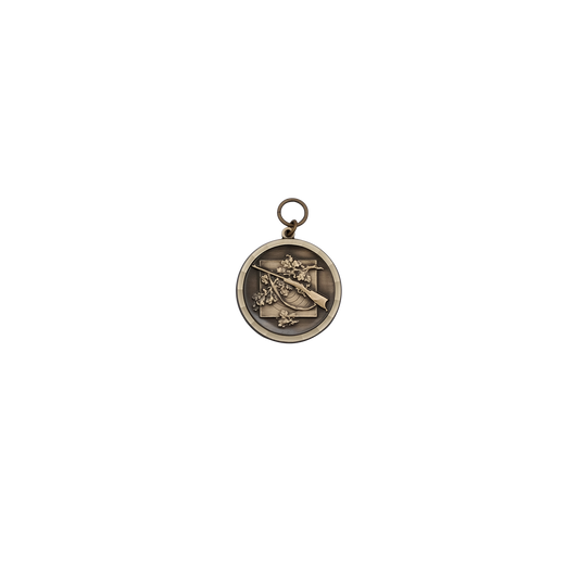 Medaille, Messing, bronzefarbig, mit Öse(n) und Ring(en)